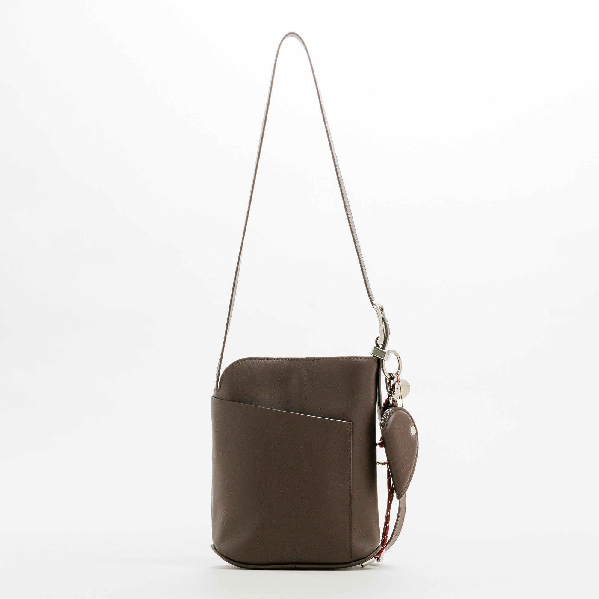 LEATHER ROUND HANDBAG (Light Beige)