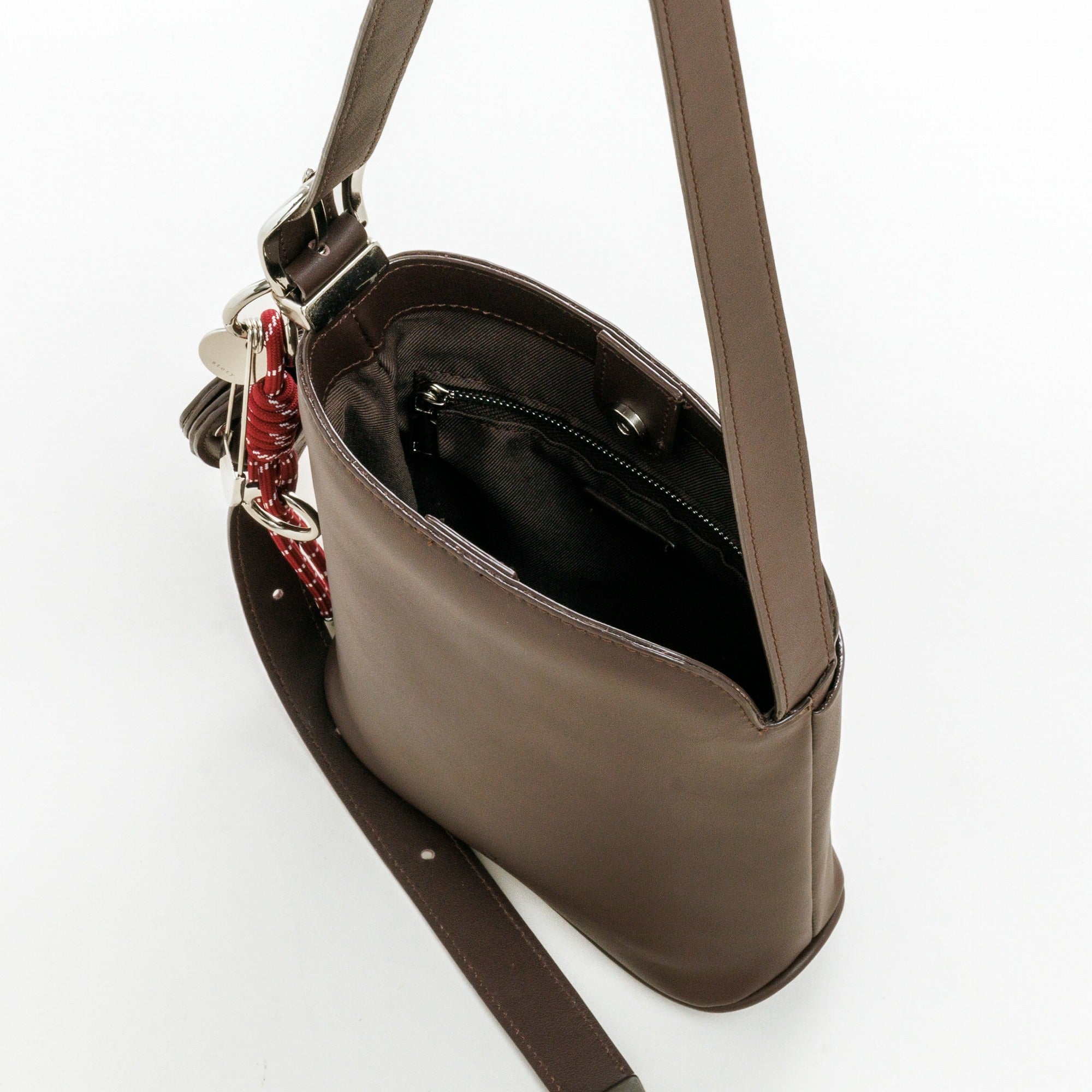 LEATHER ROUND HANDBAG (Light Beige)