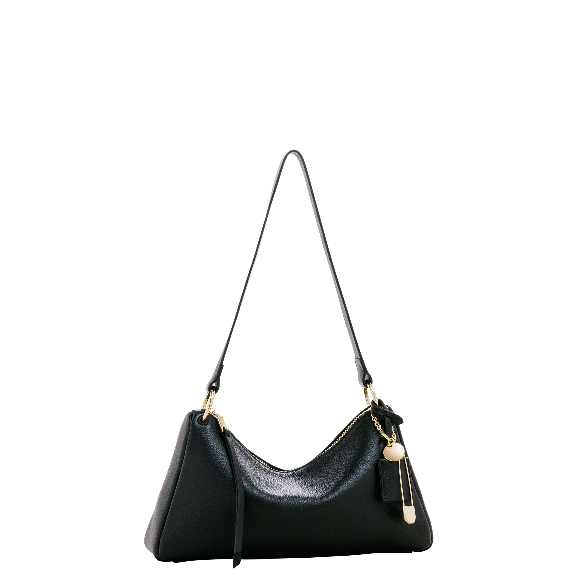 LEATHER CURVE TOP HANDBAG (Coral)