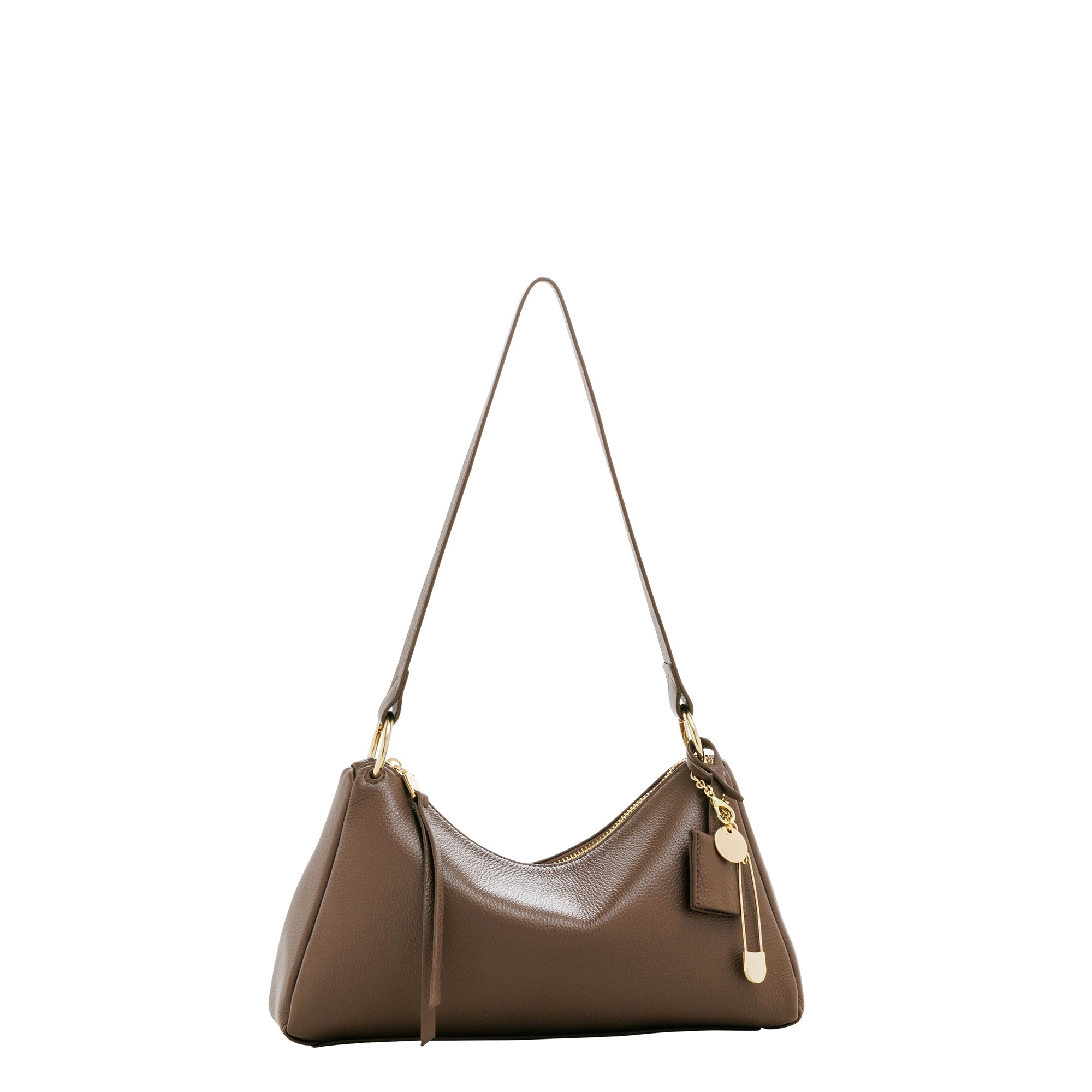 LEATHER CURVE TOP HANDBAG (Coral)