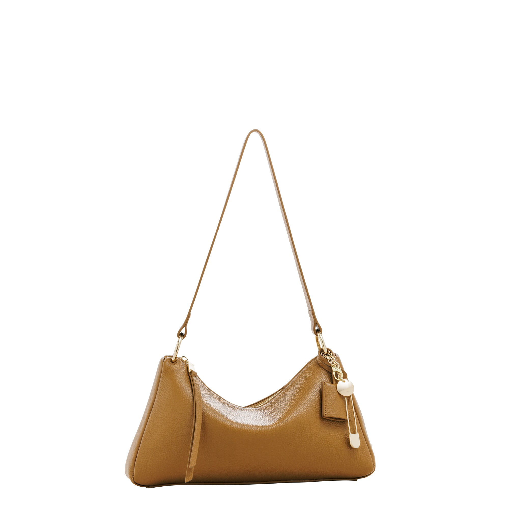LEATHER CURVE TOP HANDBAG (Coral)