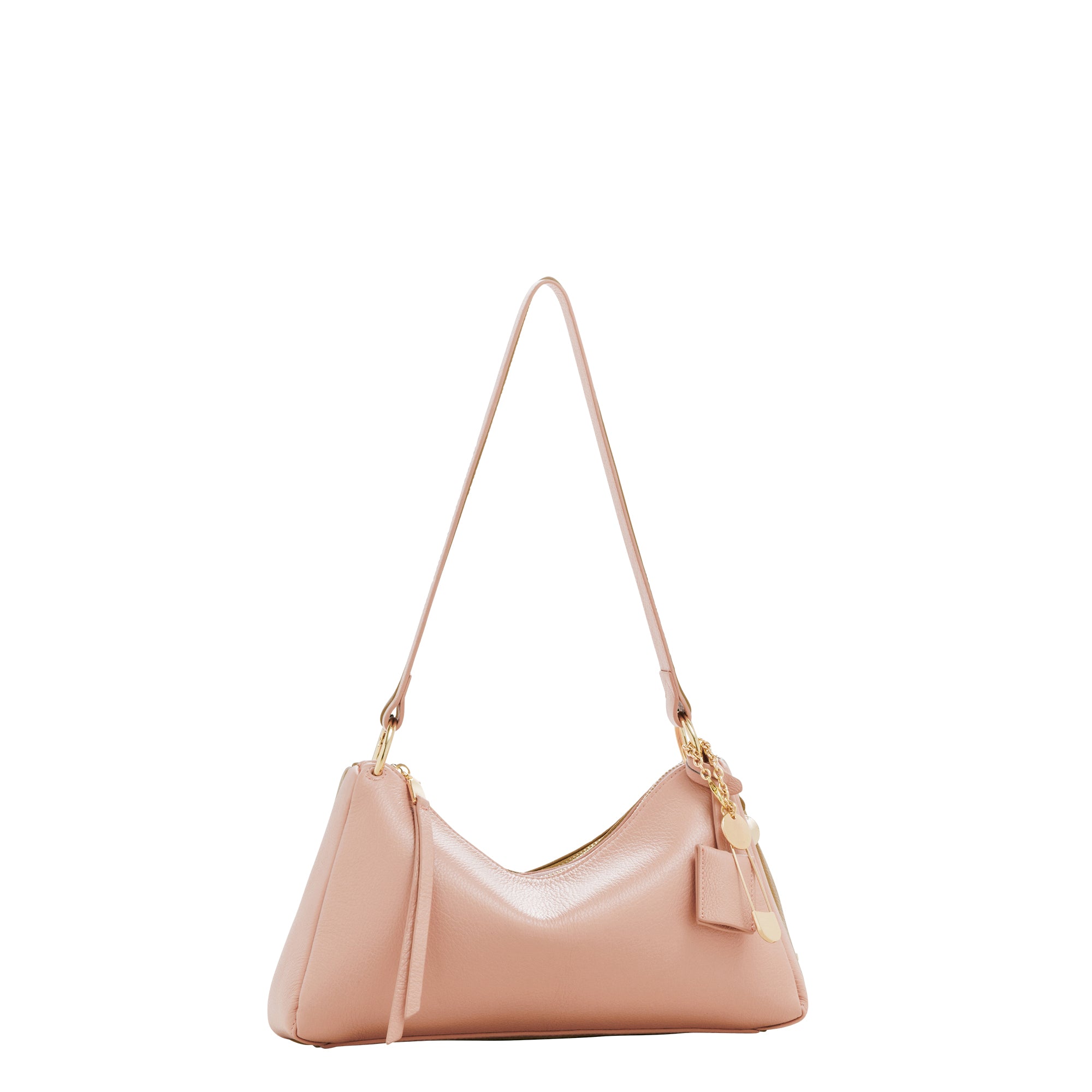 LEATHER CURVE TOP HANDBAG (Coral)