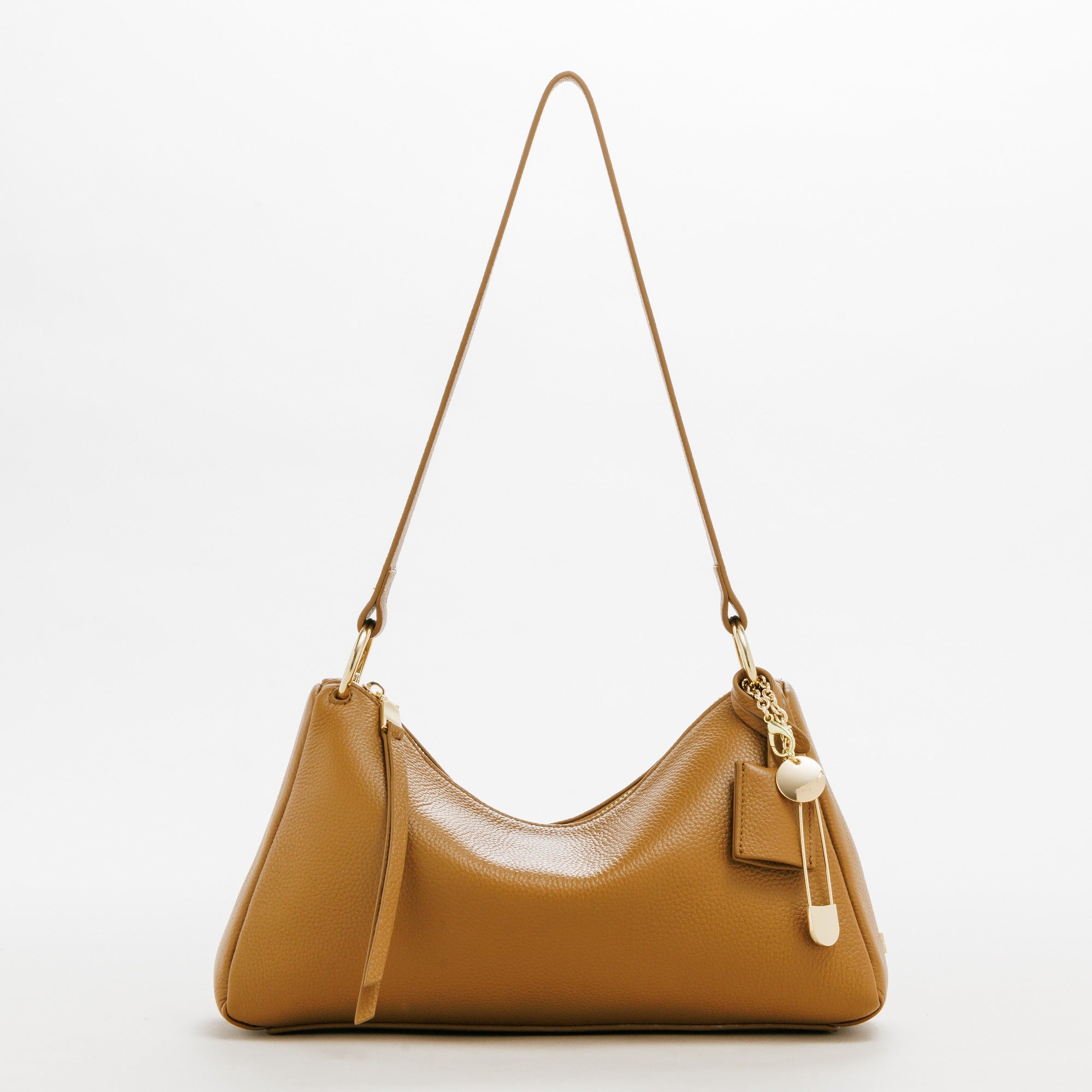LEATHER CURVE TOP HANDBAG (Coral)