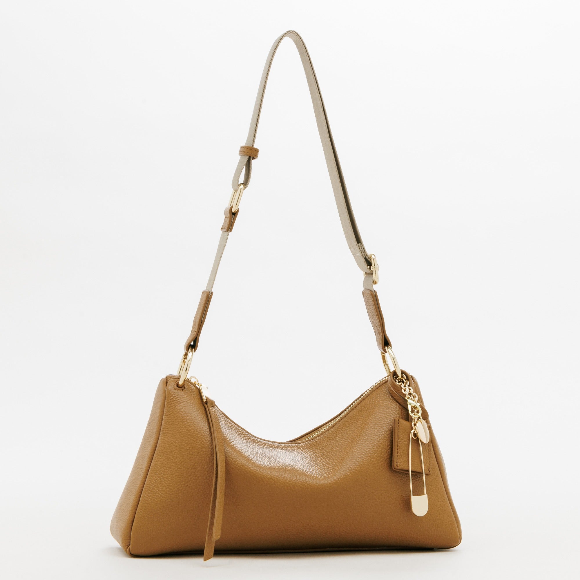LEATHER CURVE TOP HANDBAG (Coral)