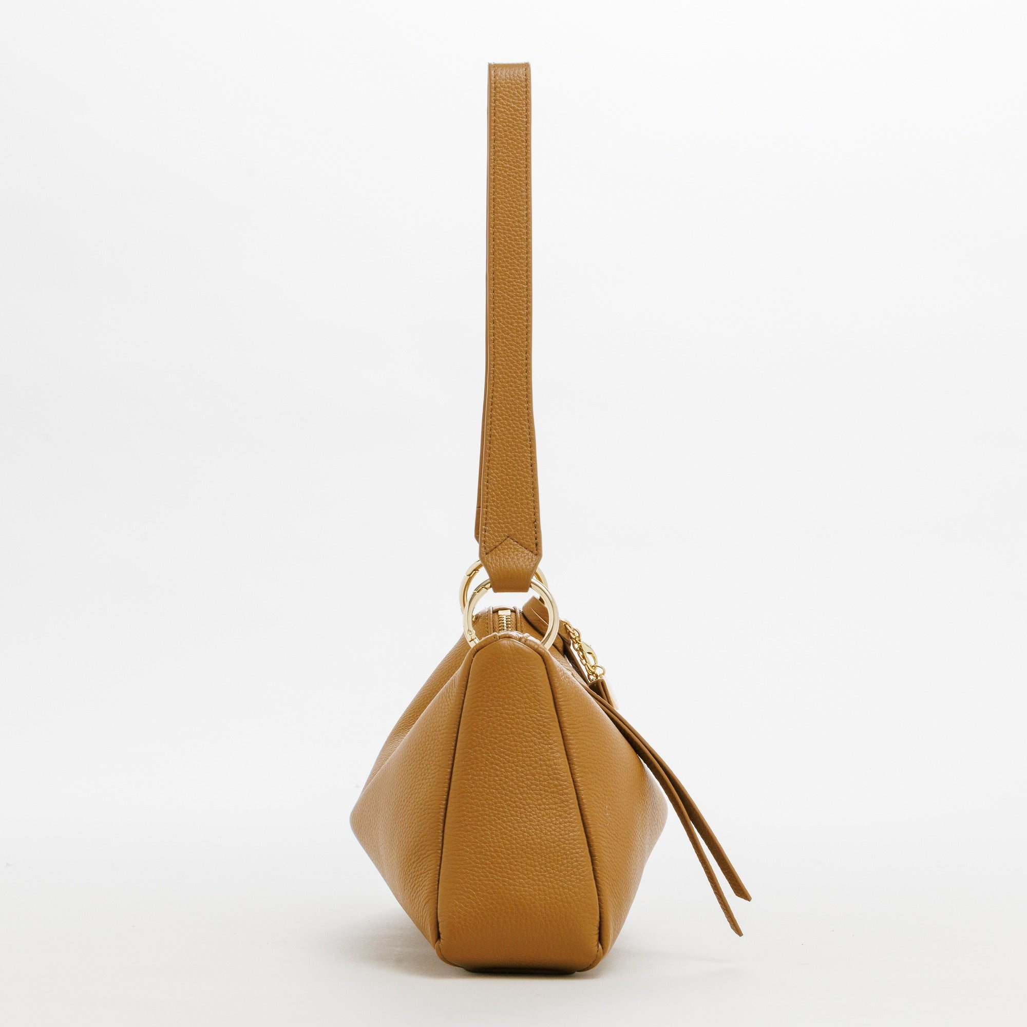 LEATHER CURVE TOP HANDBAG (Coral)