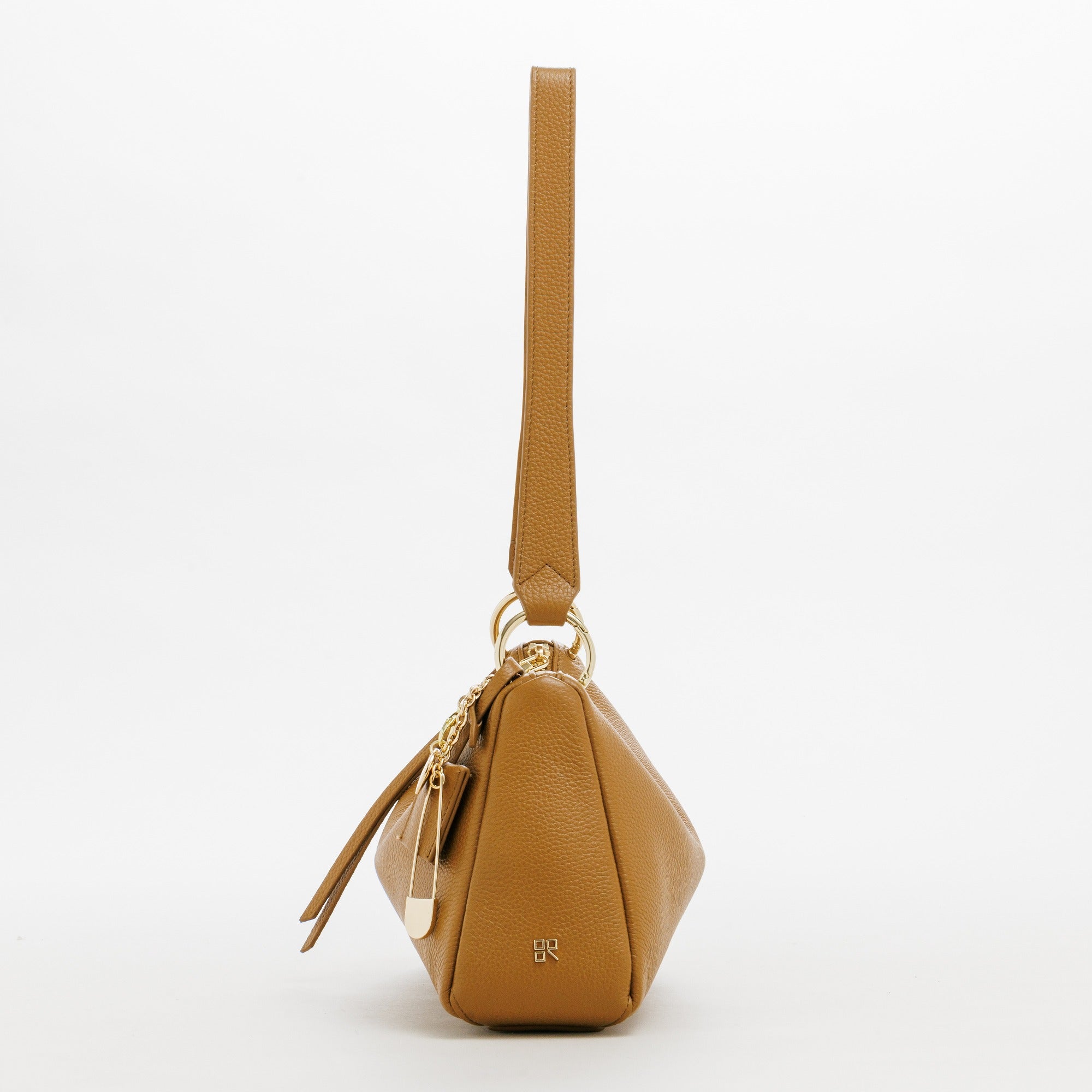 LEATHER CURVE TOP HANDBAG (Coral)