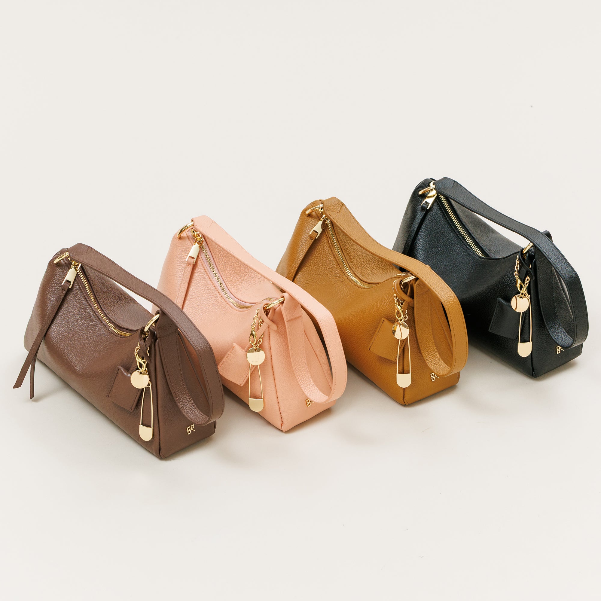 LEATHER CURVE TOP HANDBAG (Coral)